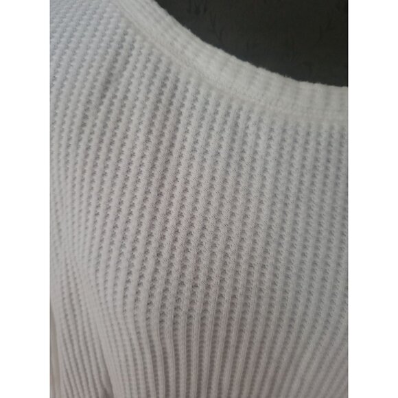 Coldwater Creek White Waffle Knit Long Sleeve Top Button Cuffs Size M - Picture 2 of 8